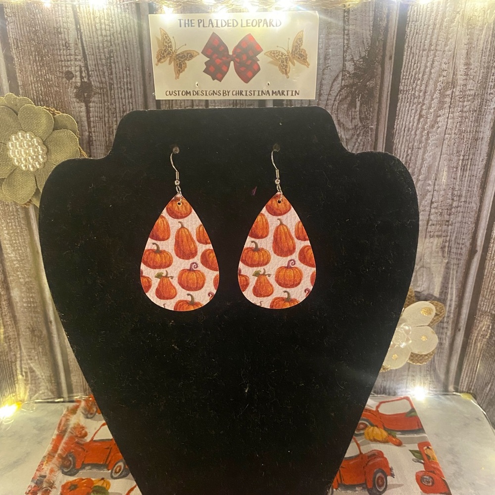 Handmade faux leather earrings.